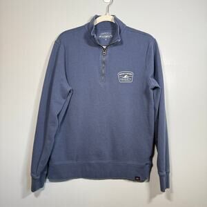 Faherty Quarter Zip Pullover Sweatshirt M Blue Martha’s Vineyard Coastal Patch